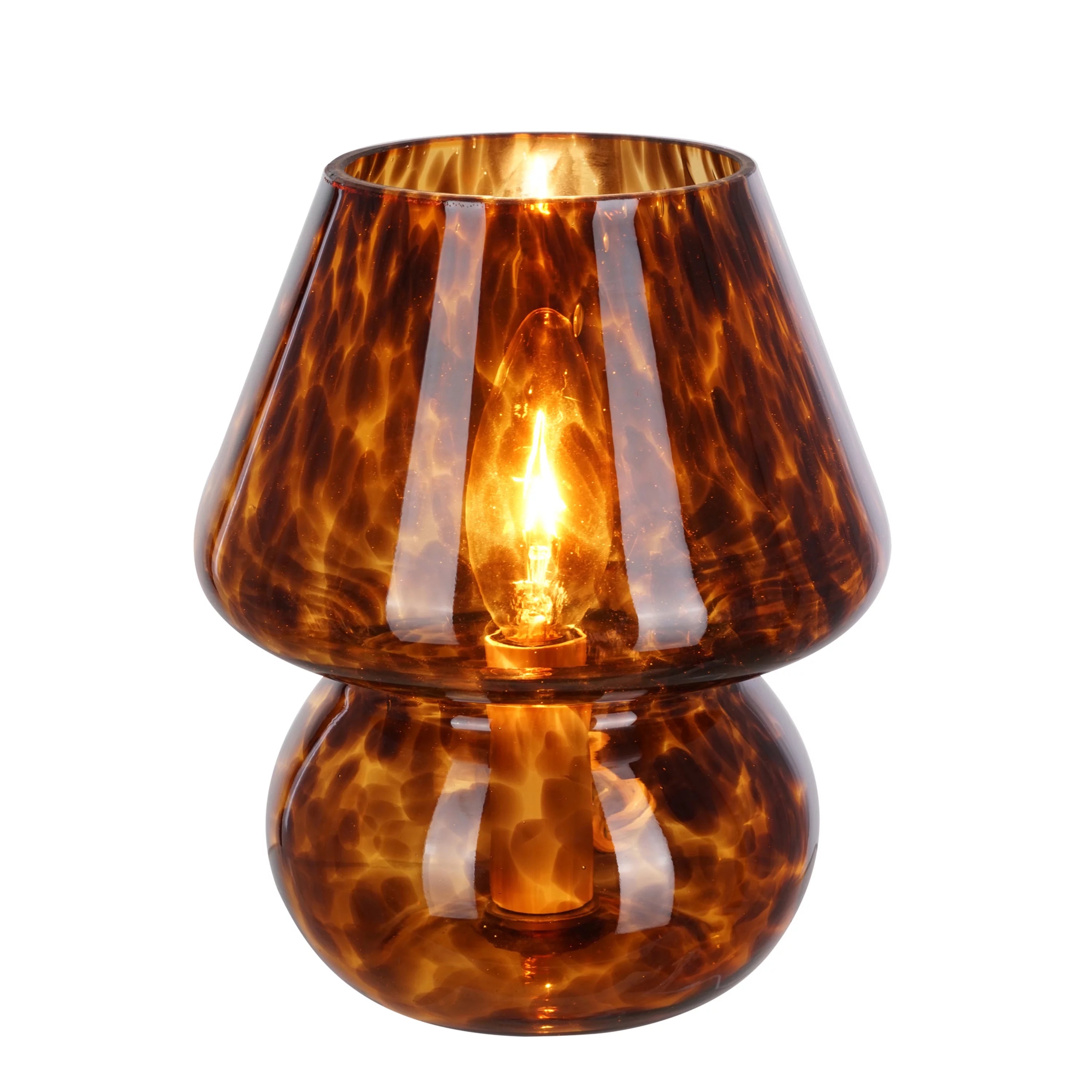 Brown Tortoise 8" Glass Mushroom Lamp X107587