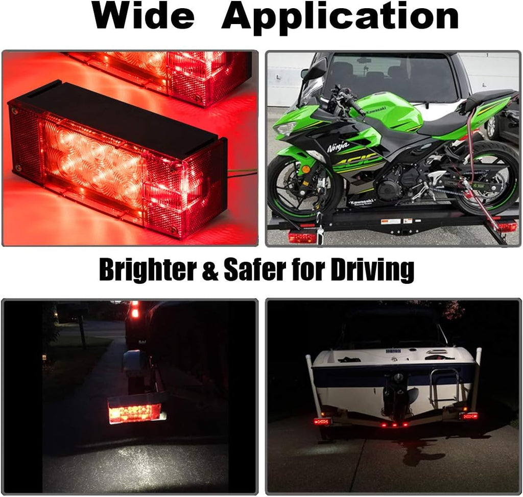 2PCS 12V LED Submersible Rectangular Trailer Lights F825