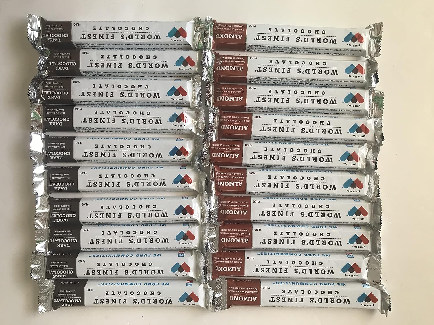 20 Bars Dark Chocolate and Milk Chocolate Almonds T852074