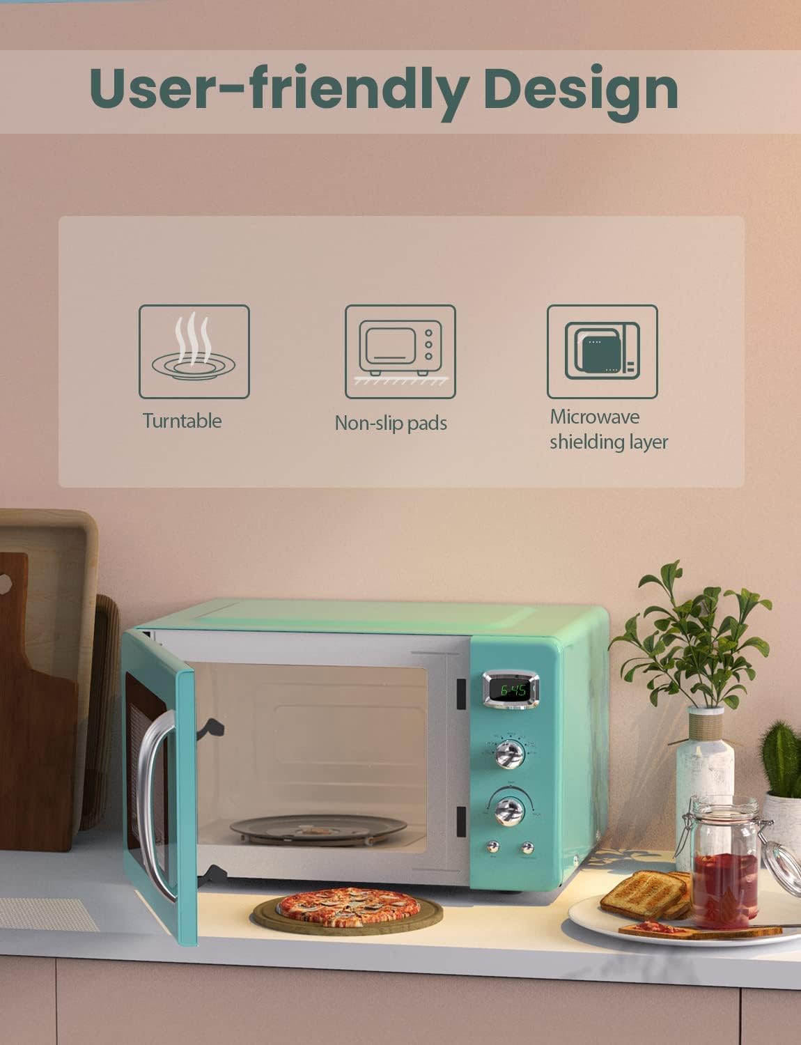Compact Countertop Microwave 0.9 cu.ft. 900 W with Glass Turntable S166