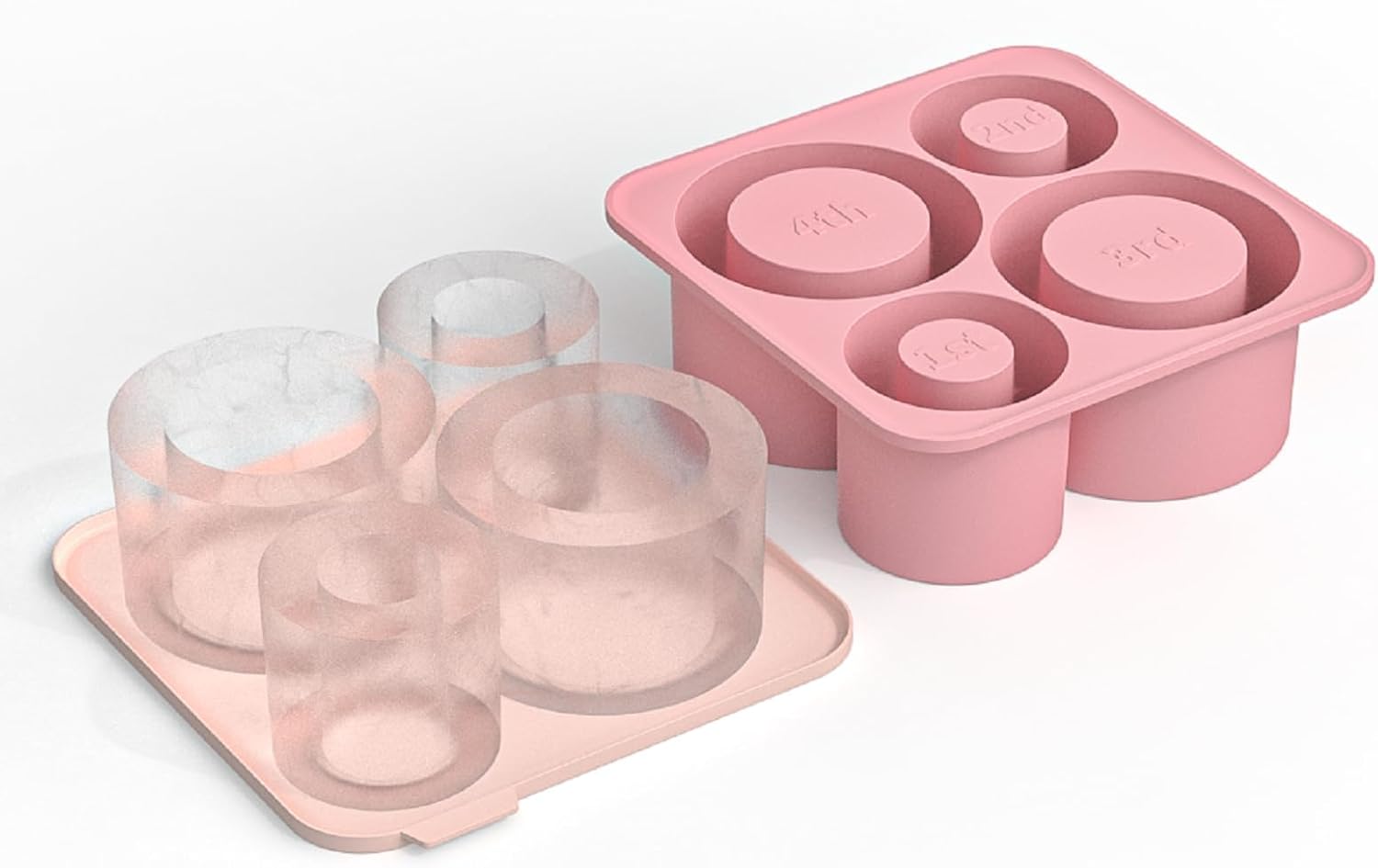 4 Pcs Silicone Ice Cube Tray with Lid M825046