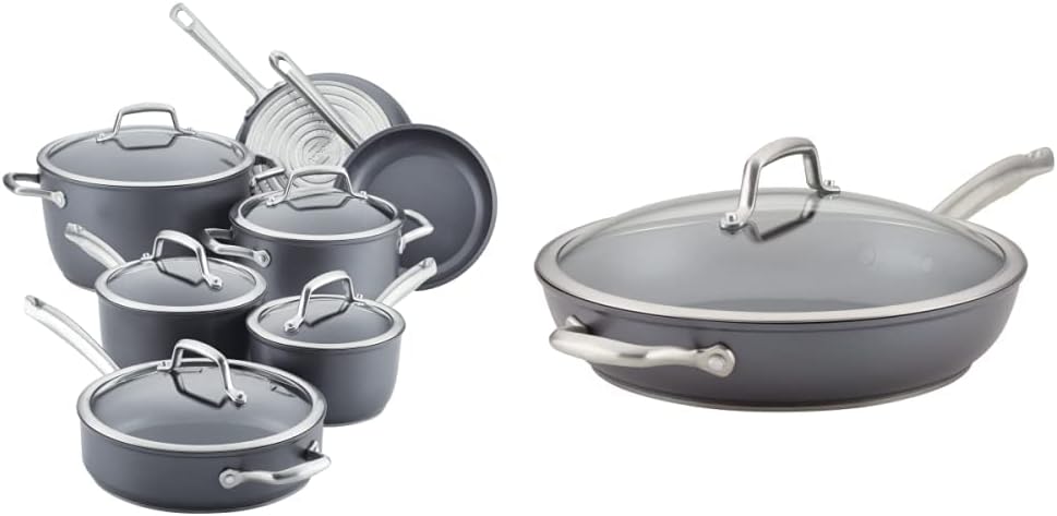 12 Piece Hard Anodized Cookware Set with Deep Frying Pan I964