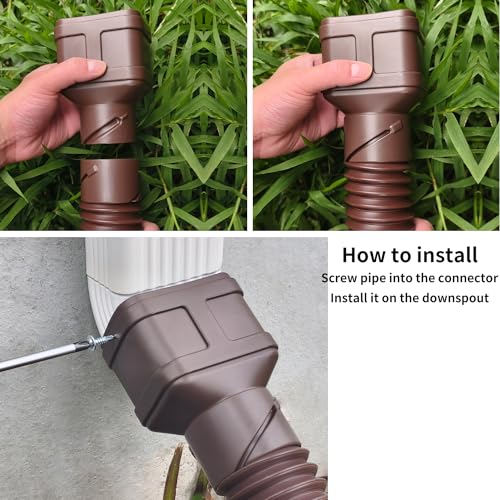 2" ID 8.5ft Brown Flexible Downspout Extension Pipe, 2-Pack I6021