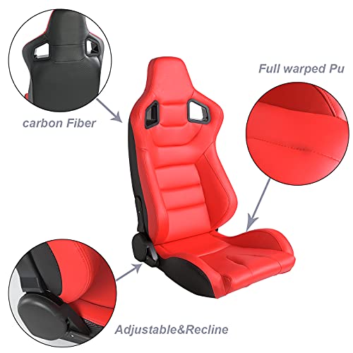 Black & Beige PVC Leather Bucket Seats with Sliders V70739