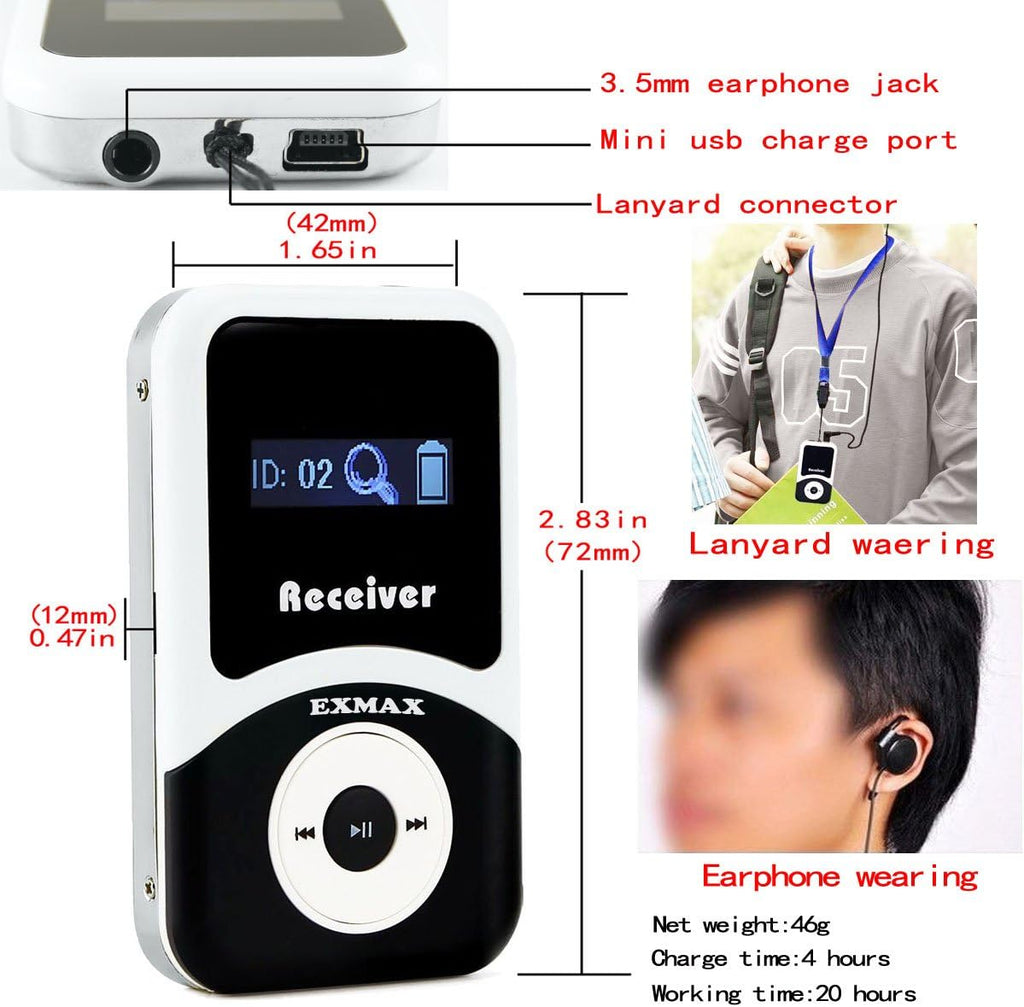 Wireless Tour Guide System Microphone Earphone Headset (1 Transmitter 10 Receivers) U354099