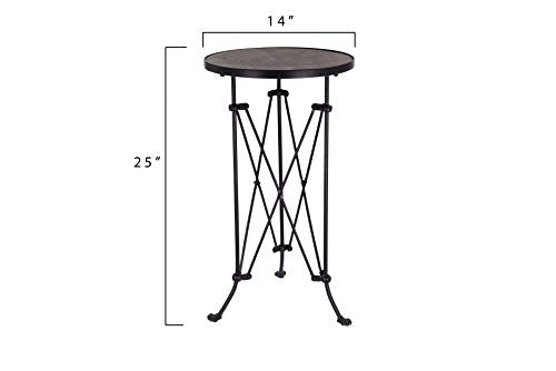 Round Metal Accent Table, 25", Black F2449