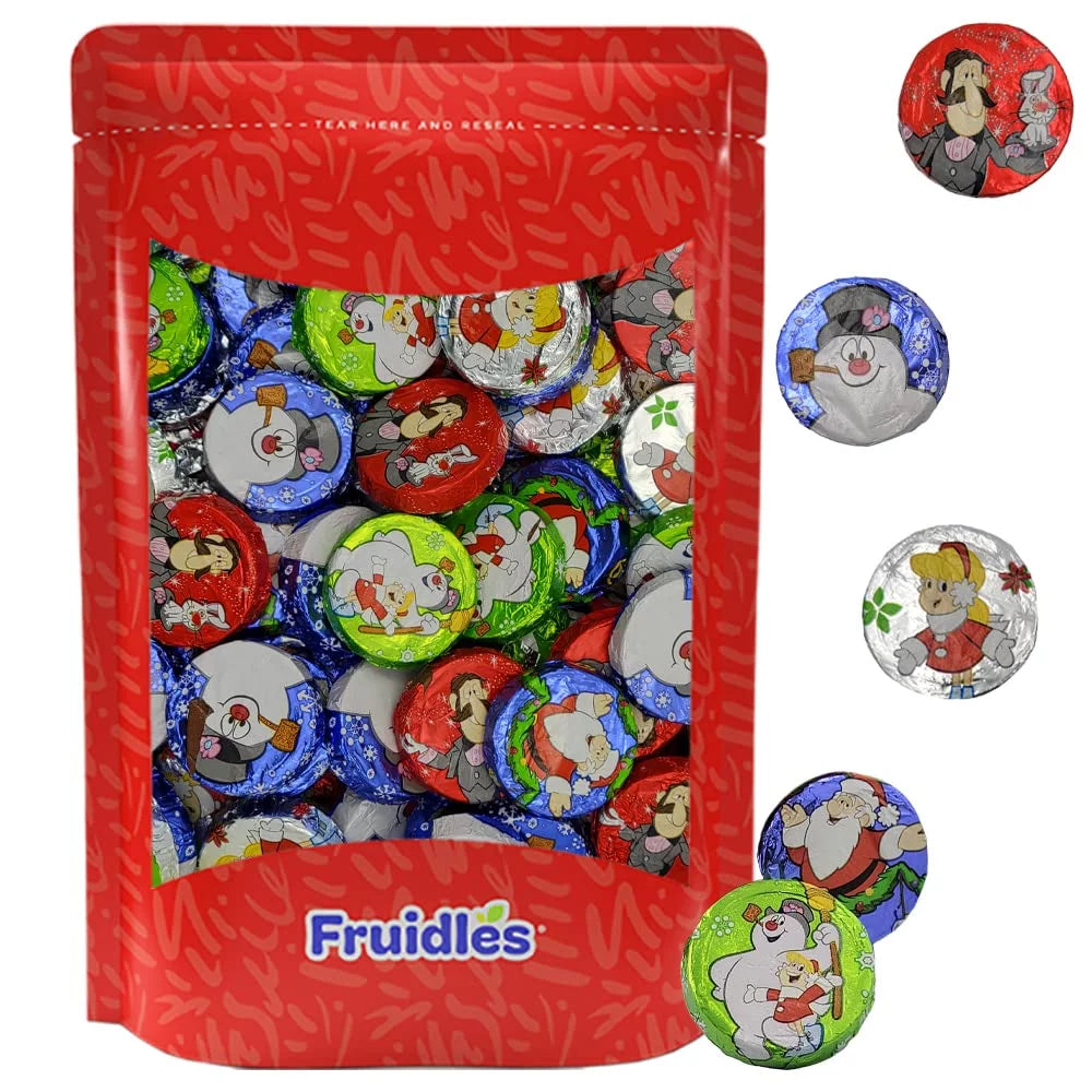 Christmas Milk Chocolate Snowman Themed Discs, Double Crisps, Individually Wrapped Foils (1 Pound) V536083