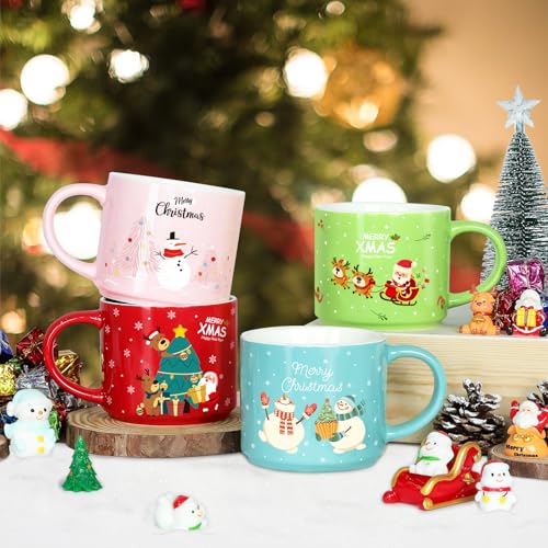 Set of 4 15.8 Oz Stackable Christmas Mugs with Stand W792134