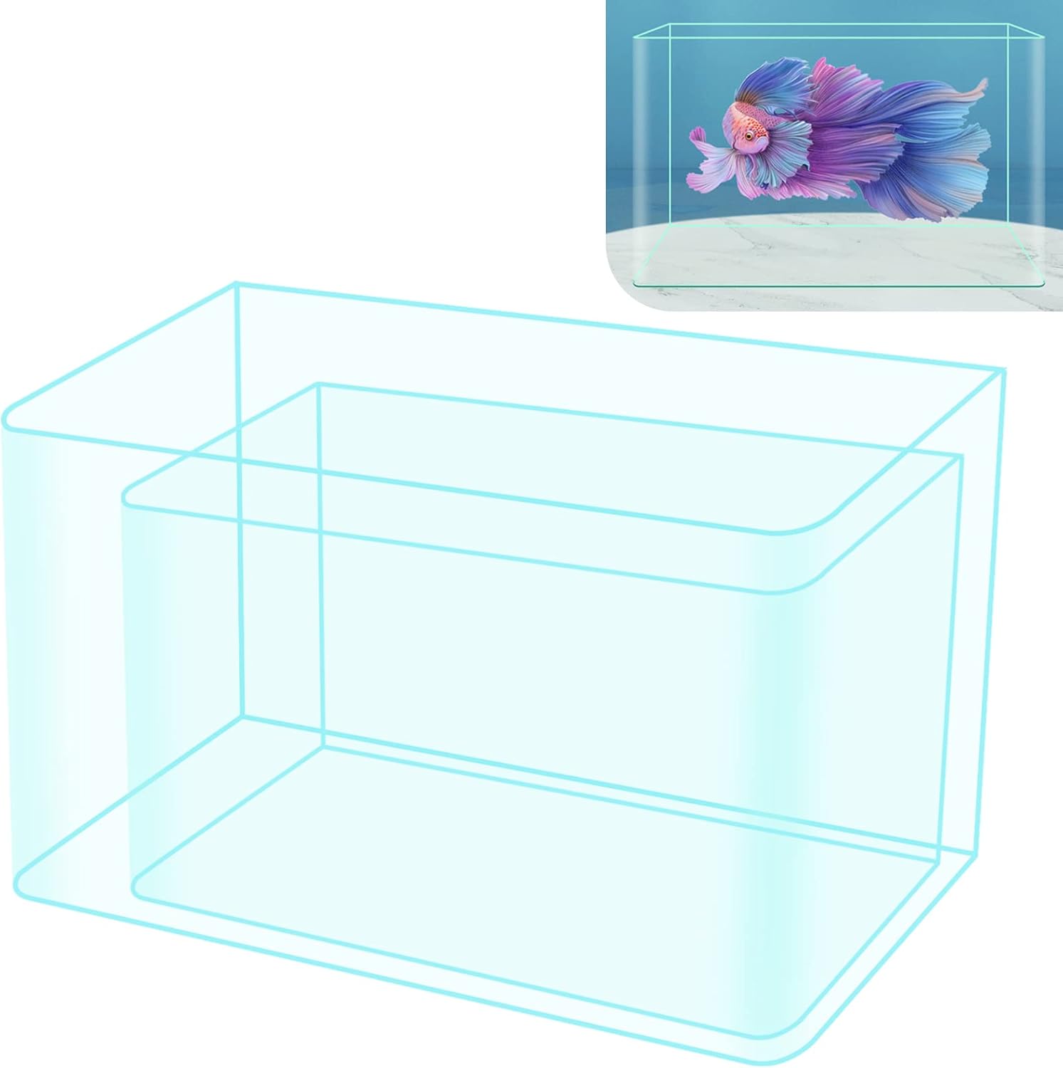 2 Pack Rimless Small Fish Tank F1460