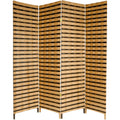 6 ft. Tall Two Tone Natural Fiber Room Divider - 4 Panel H396