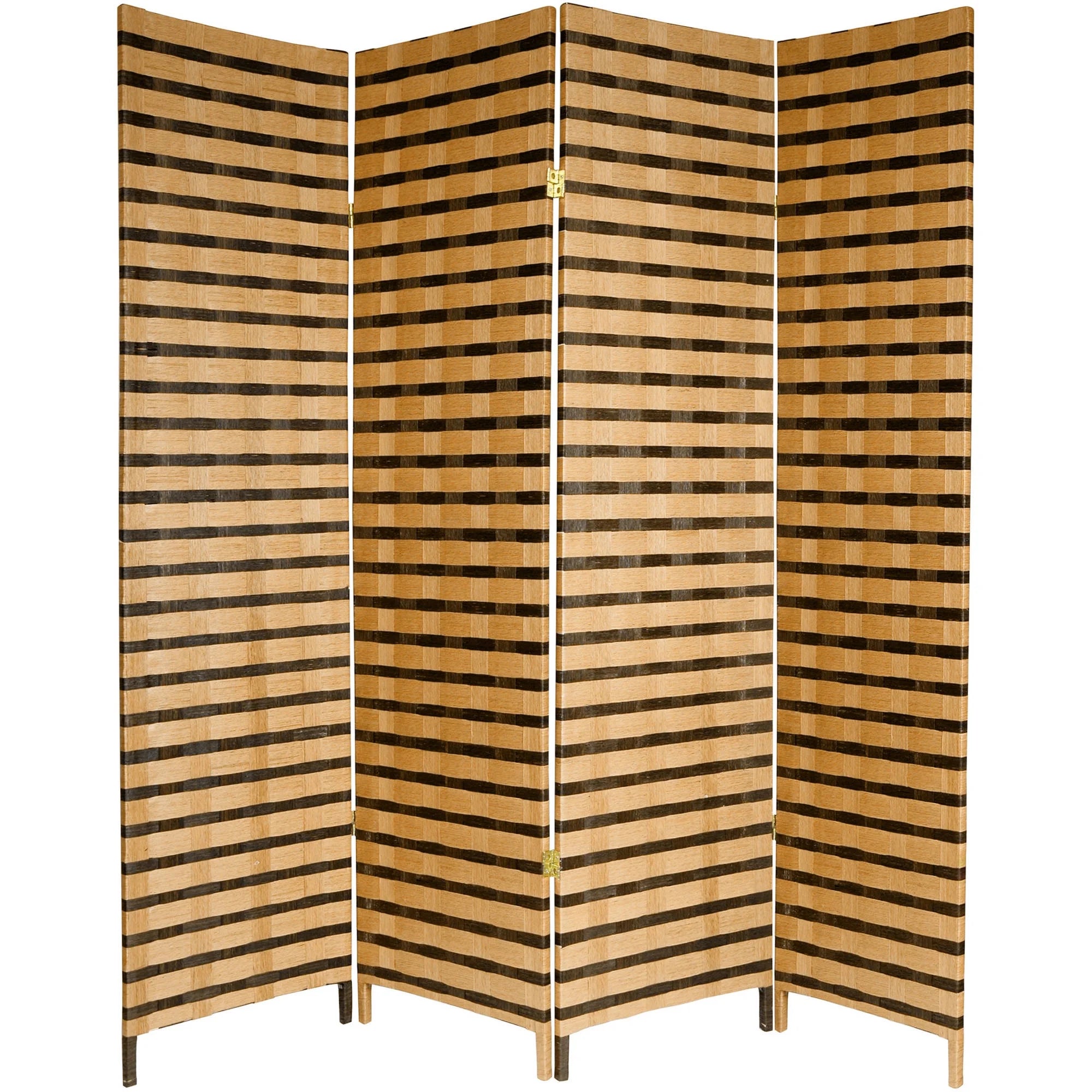 6 ft. Tall Two Tone Natural Fiber Room Divider - 4 Panel H396