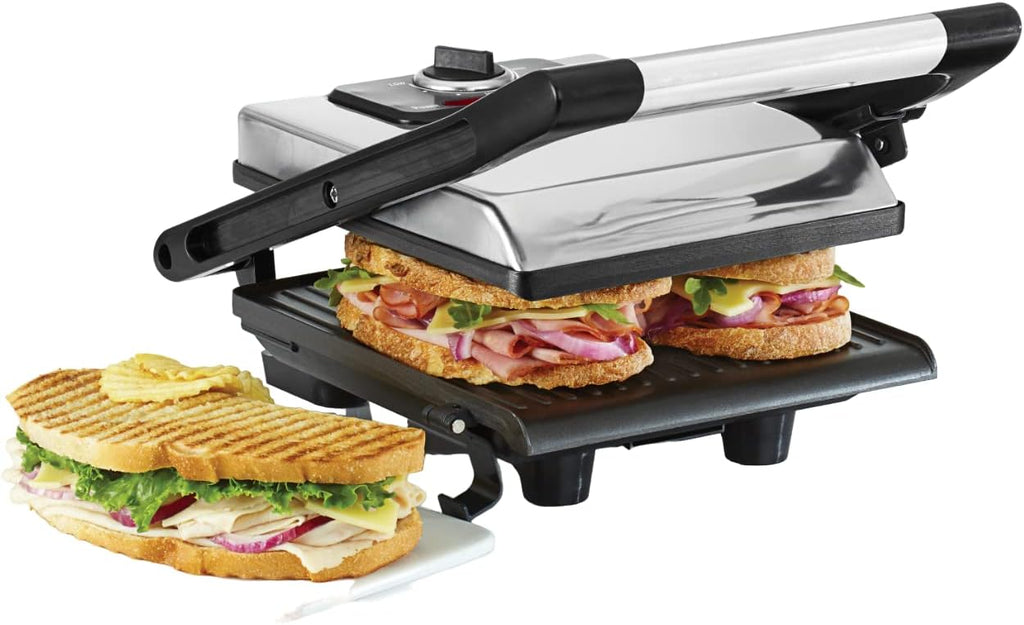 Stainless Steel Panini Press with Double Nonstick Plates D839