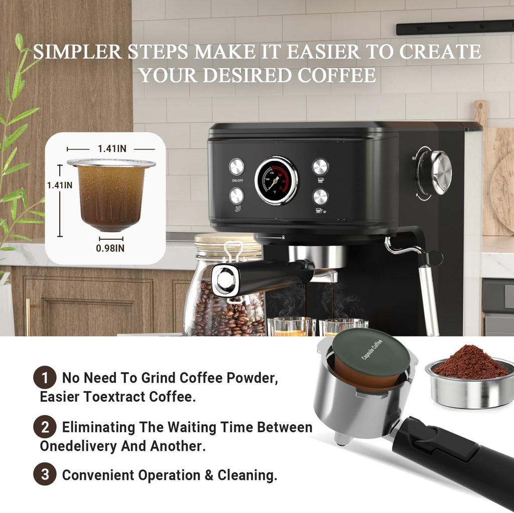 Black 20 Bar Espresso Coffee Machine with Milk Frother X5383