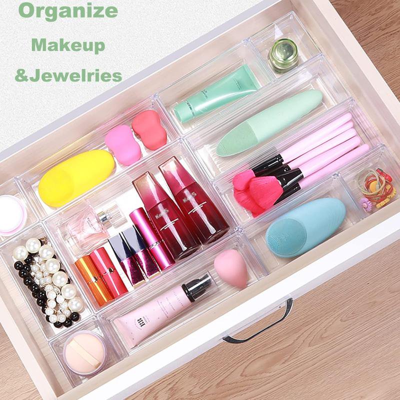 25 Pcs Plastic Clear Drawer Organizer Storage Trays B437407