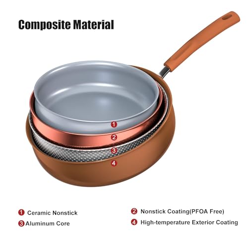 Copper 12-Inch Nonstick Induction Frying Pan with Lid W955