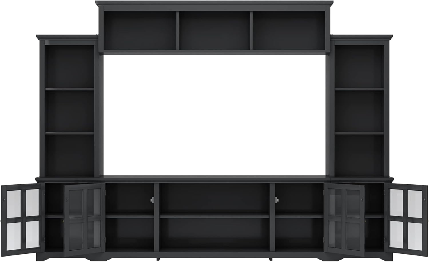 Black 104 Inch Entertainment Wall Unit with Tempered Glass Door U65357