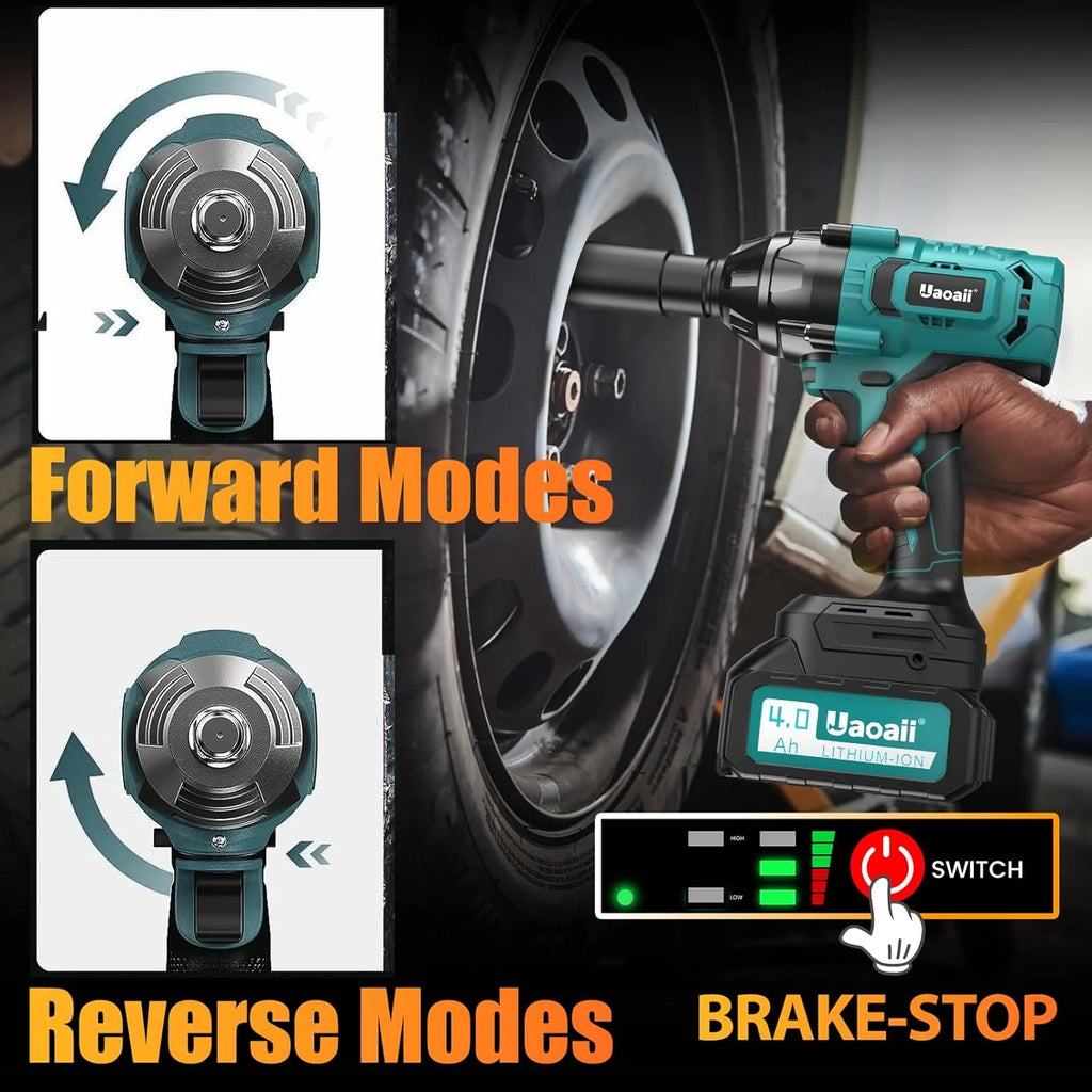 1000Nm Cordless Impact Wrench with 2X 4.0Ah Batteries Q56066