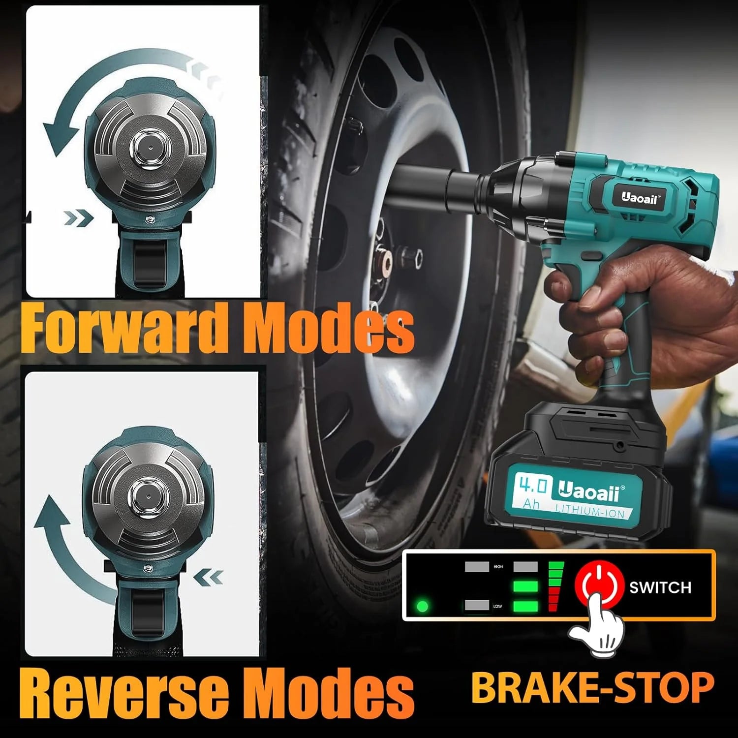 1000Nm Cordless Impact Wrench with 2X 4.0Ah Batteries Q56066