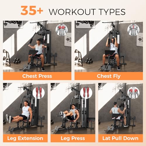 150LBS Weight Stack Home Gym Equipment with Pulley System D327