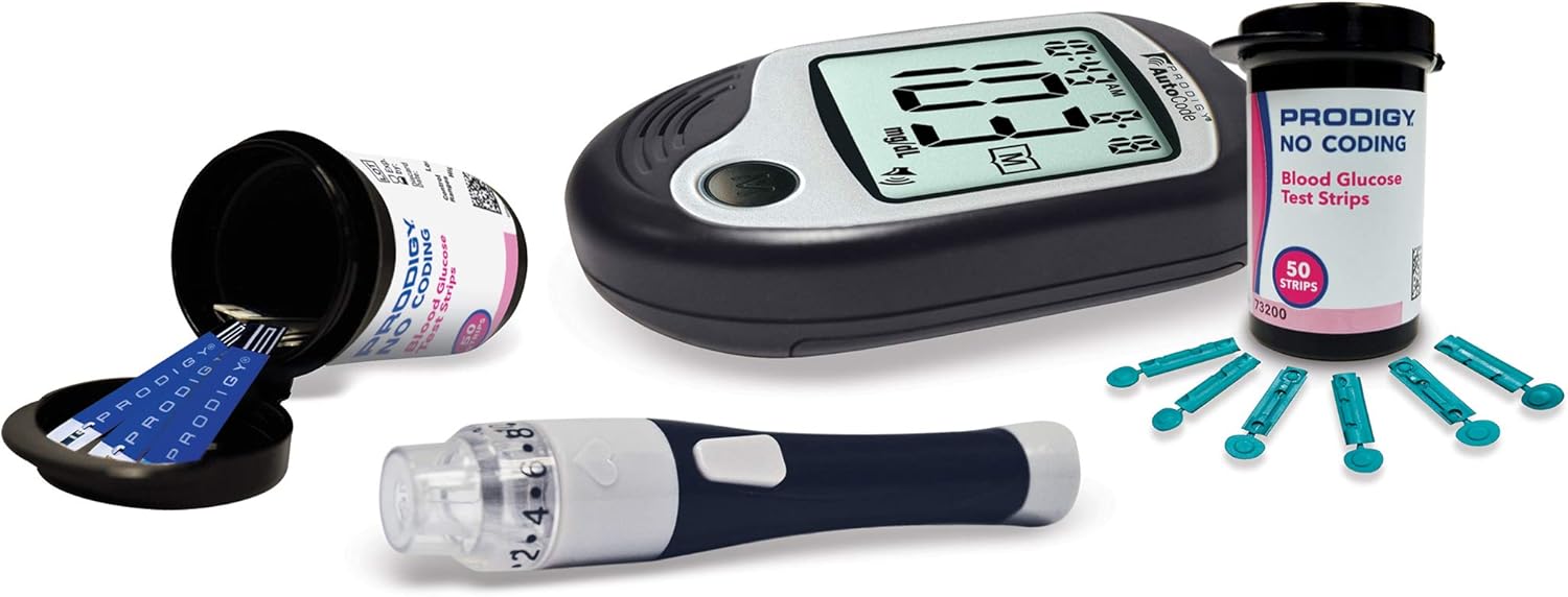 Glucose Monitor Kit with Meter, 100ct Test Strips, 10ct Lancets, Lancing Device, Carrying Case, Log Book C84973