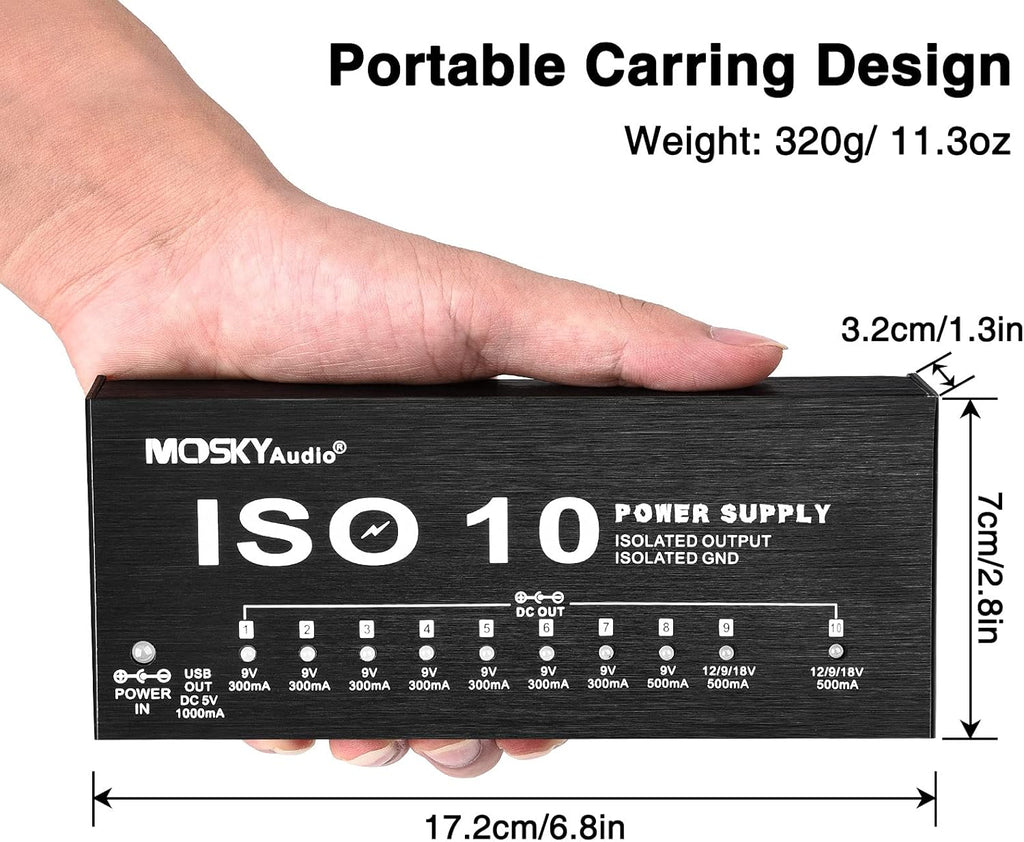 10 Isolated DC Output Guitar Pedal Power Supply O6456