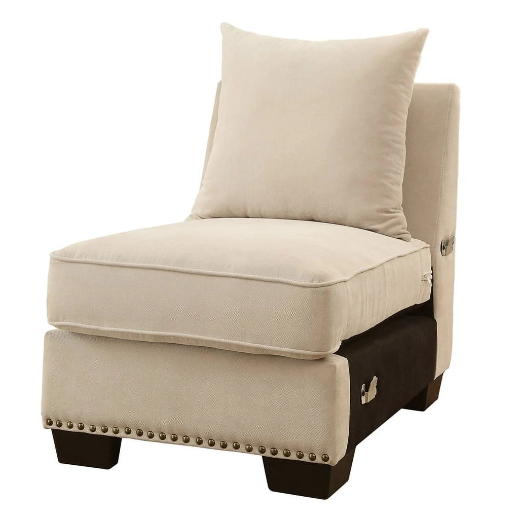 Beige Fabric Armless Accent Chair L923