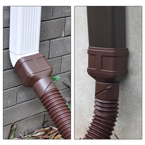 2" ID 8.5ft Brown Flexible Downspout Extension Pipe, 2-Pack I6021