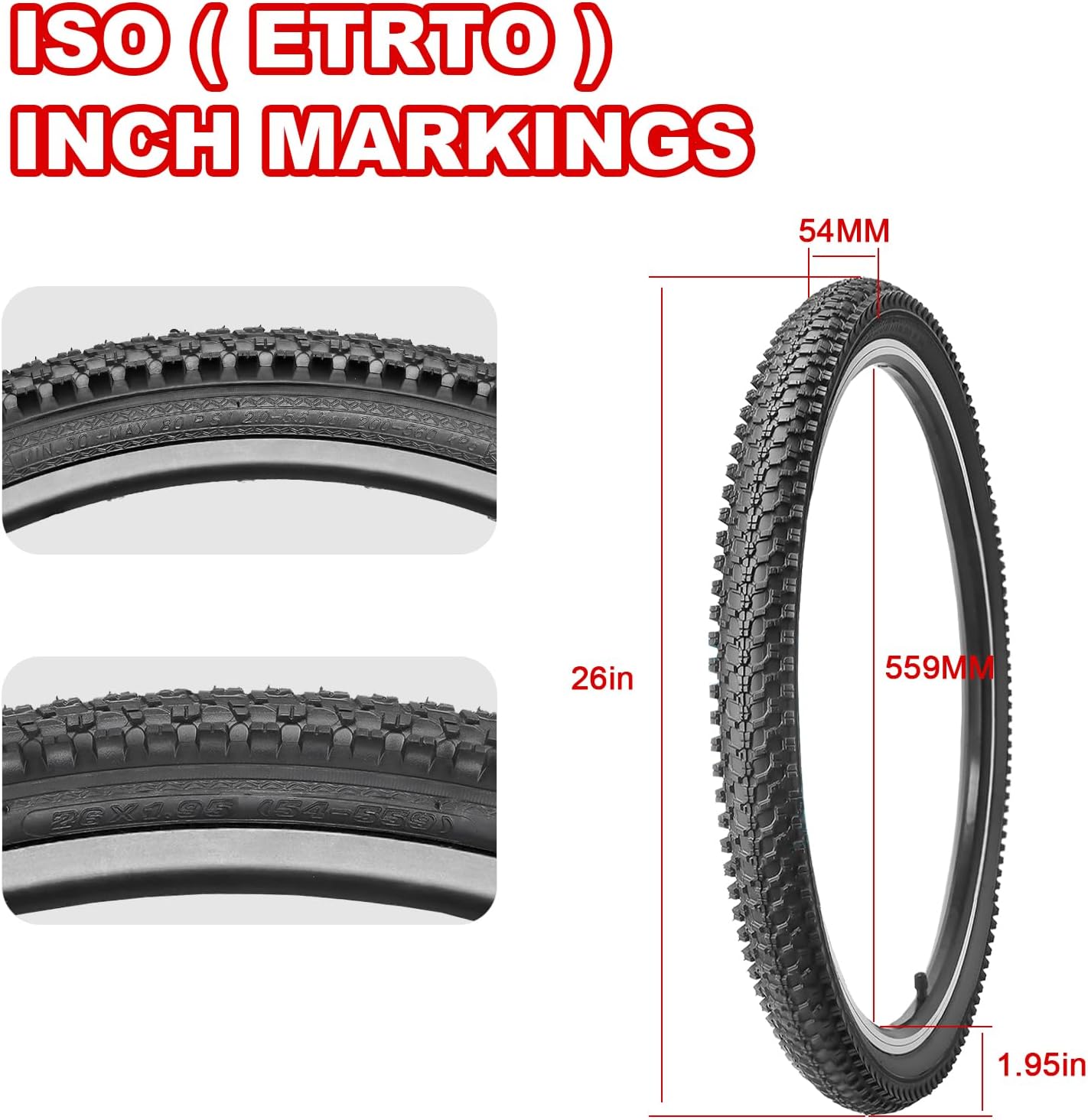 26" x 1.95 Folding Replacement Bicycle Tire with Schrader Valve Tubes, Tire Levers and Liners 2 PCS M729912