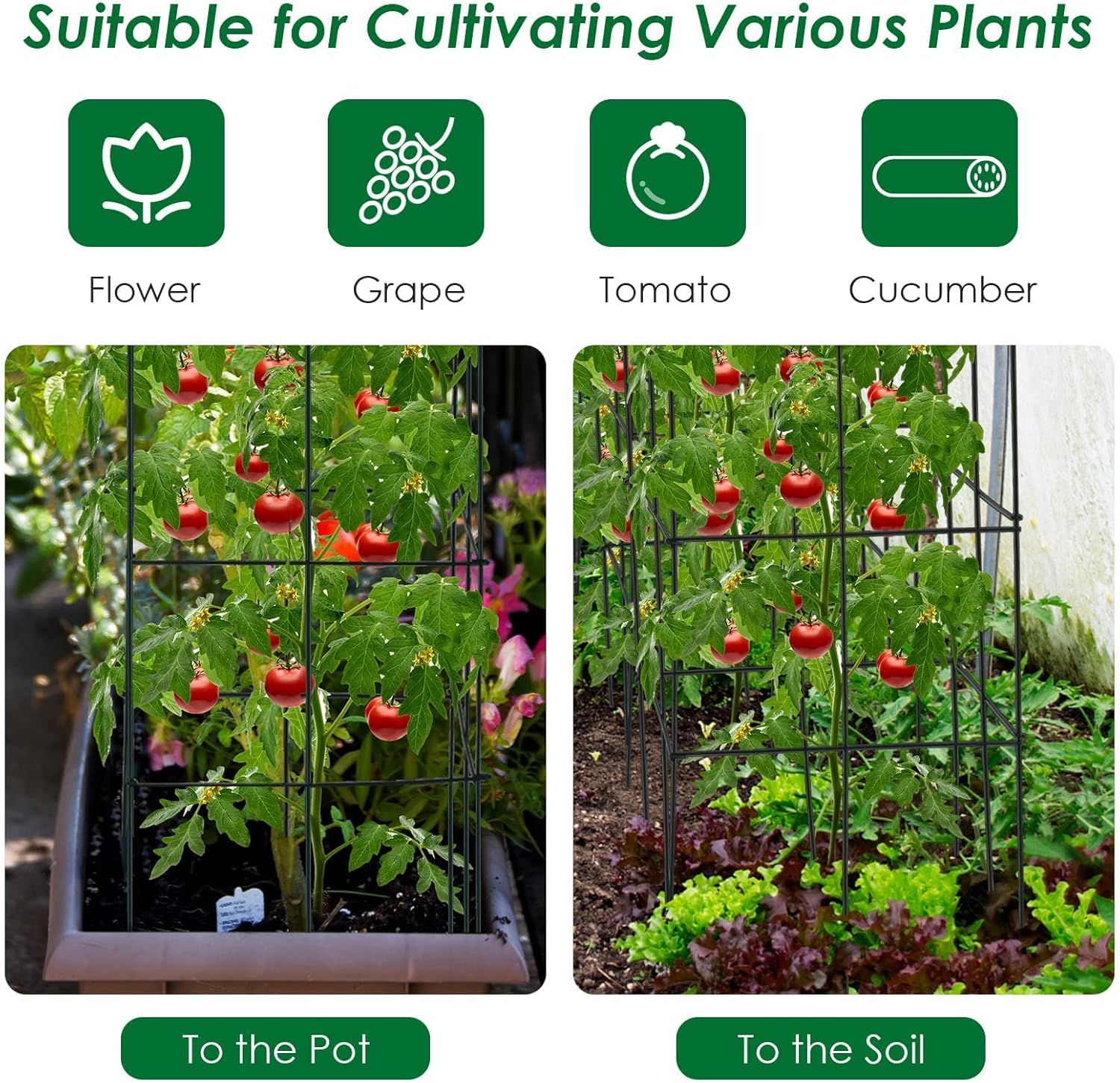 4 Pack 39 Inches Tall Square Plant Support Cage U707596