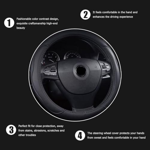 Leather Car Steering Wheel Cover, 14.5-15 Inch Universal X9440