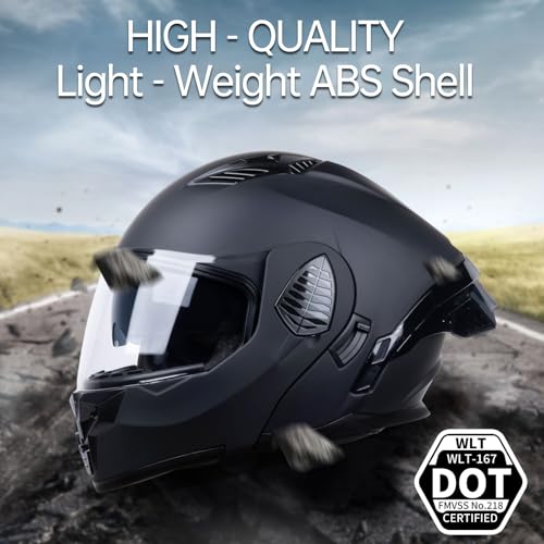 Matt Black Medium Full Face Modular Motorcycle Helmet D7319