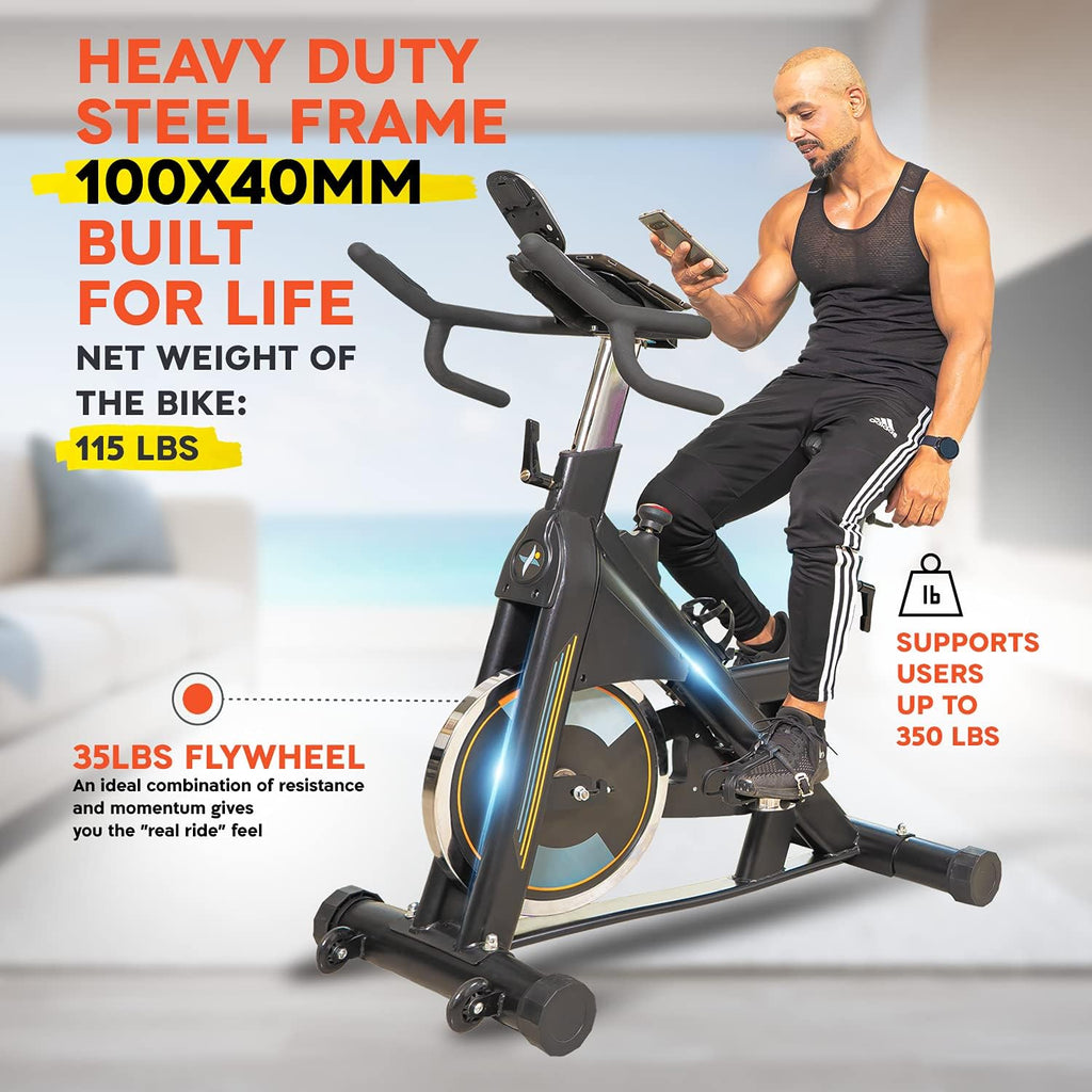 Heavy-Duty 115 LB Magnetic Resistance Exercise Bike with 2X1 lb Dumbbells I10539