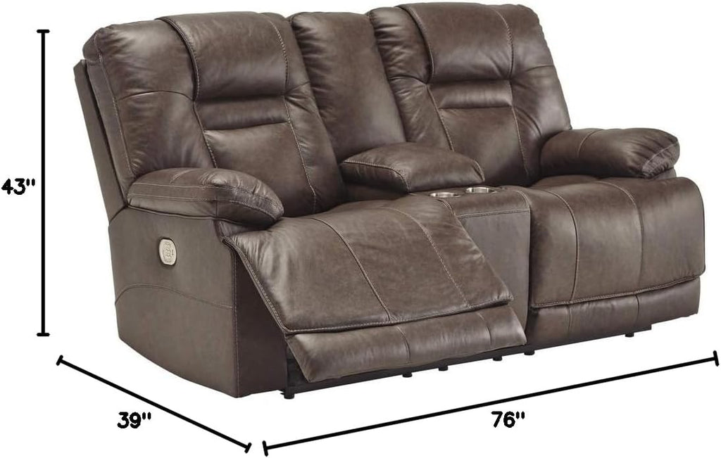 Brown Leather Power Reclining Loveseat R63323