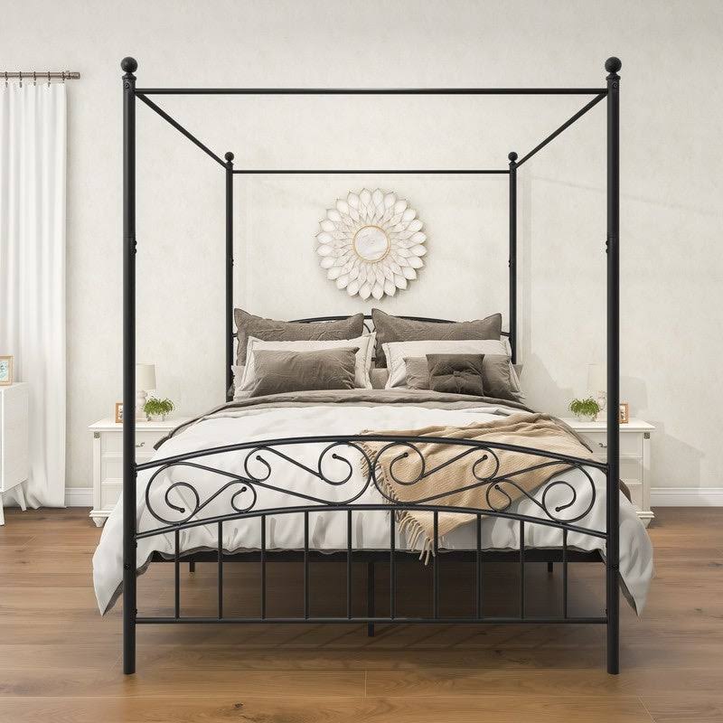 Black Queen Size 4 Poster Canopy Bed Frame M63506