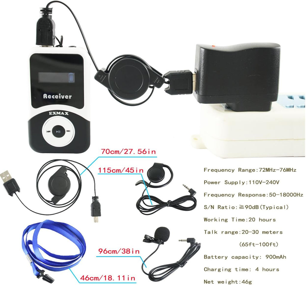 Wireless Tour Guide System Microphone Earphone Headset (1 Transmitter 10 Receivers) U354099