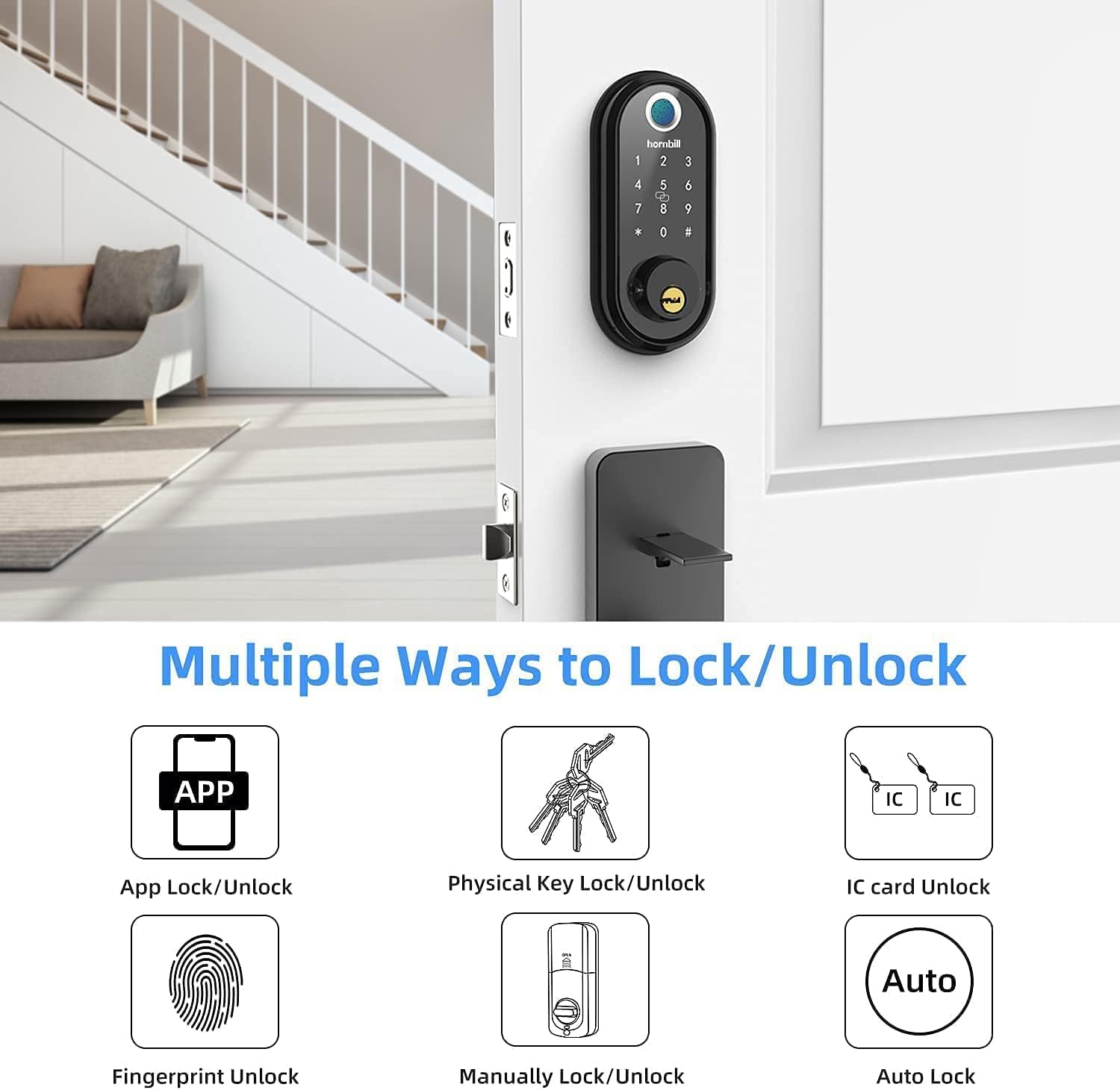7-in-1 Fingerprint Door Lock with Touchscreen Keypad L635940