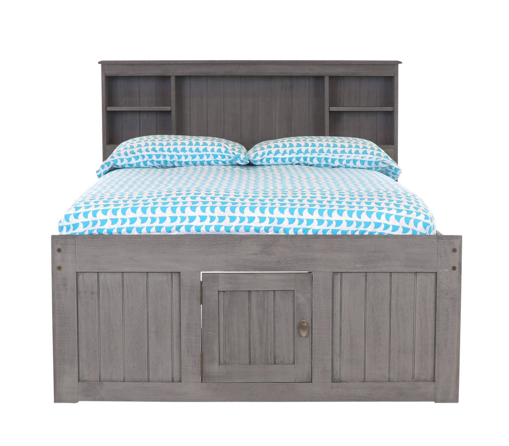 Charcoal Full Bookcase Bed with 12 Drawers D3448