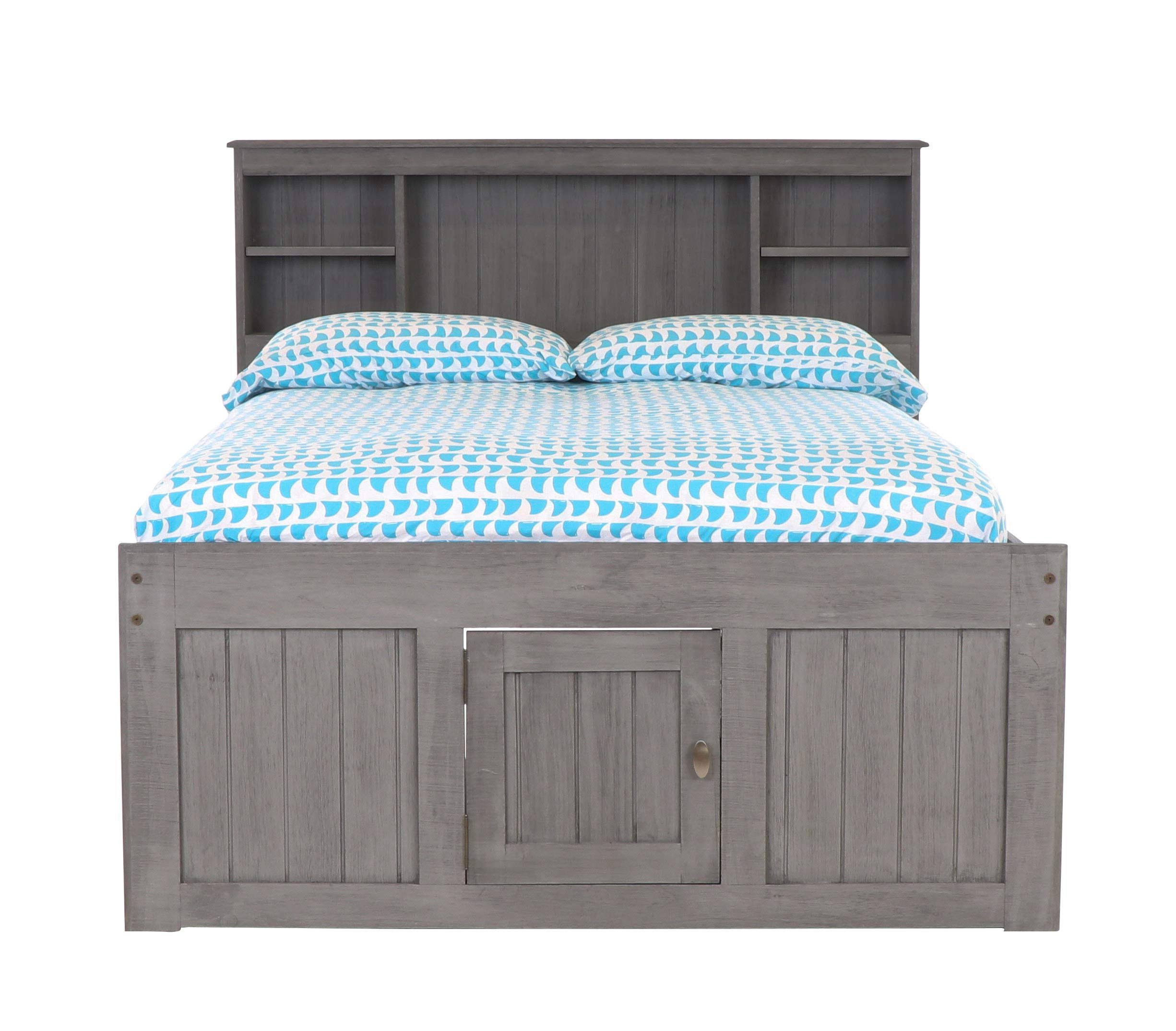 Charcoal Full Bookcase Bed with 12 Drawers D3448