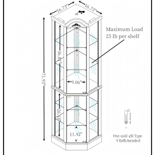 Lighted Corner Curio Cabinet with Glass Doors Q7459