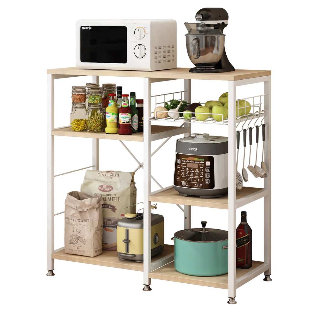 White Oak Bakers Rack with Basket M238