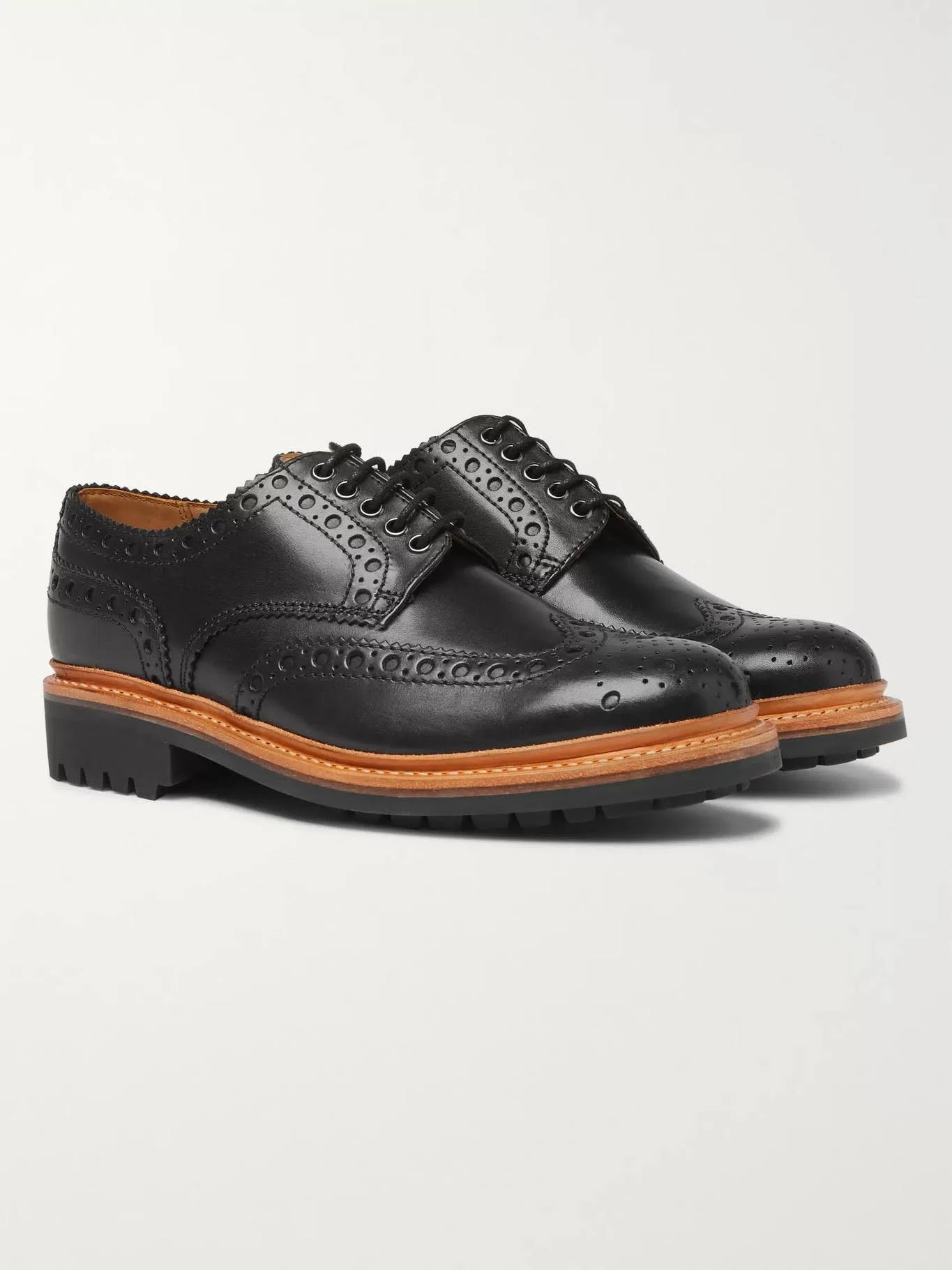 Black Leather Wingtip Brogues R17467