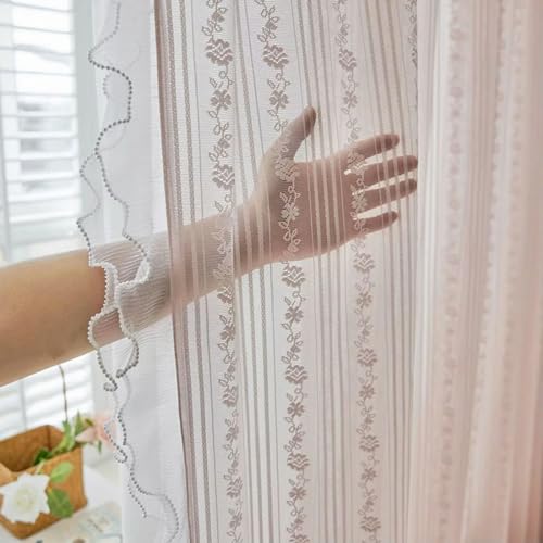 Sheer Pink Ruffle Curtains B300611