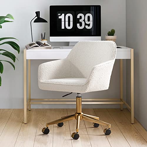 White Swivel Desk Chair with Wheels M7245