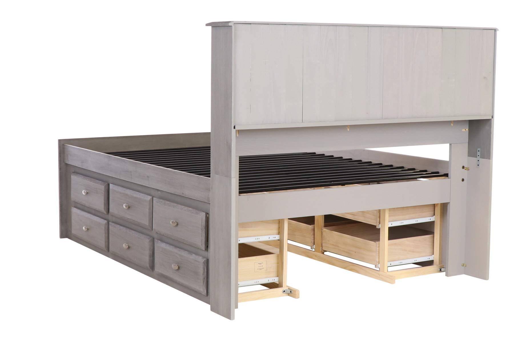 Charcoal Full Bookcase Bed with 12 Drawers D3448