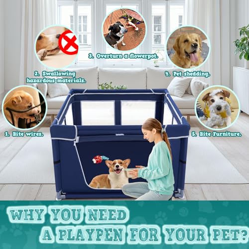 42x42x25.6 Inches Dog Playpen with Gate J6756