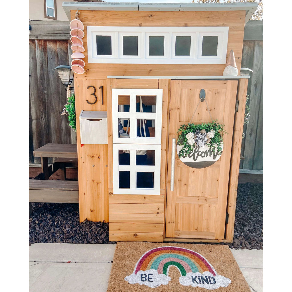 Modern Outdoor Wooden Playhouse with Picnic Table S267323