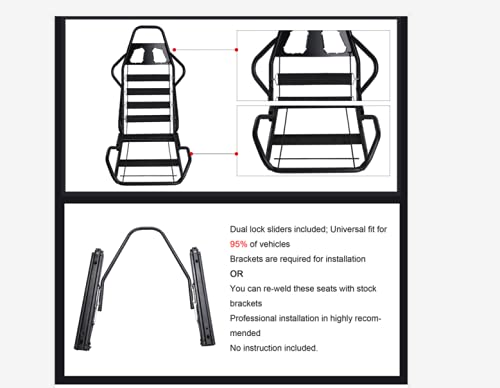 Black & Beige PVC Leather Bucket Seats with Sliders V70739