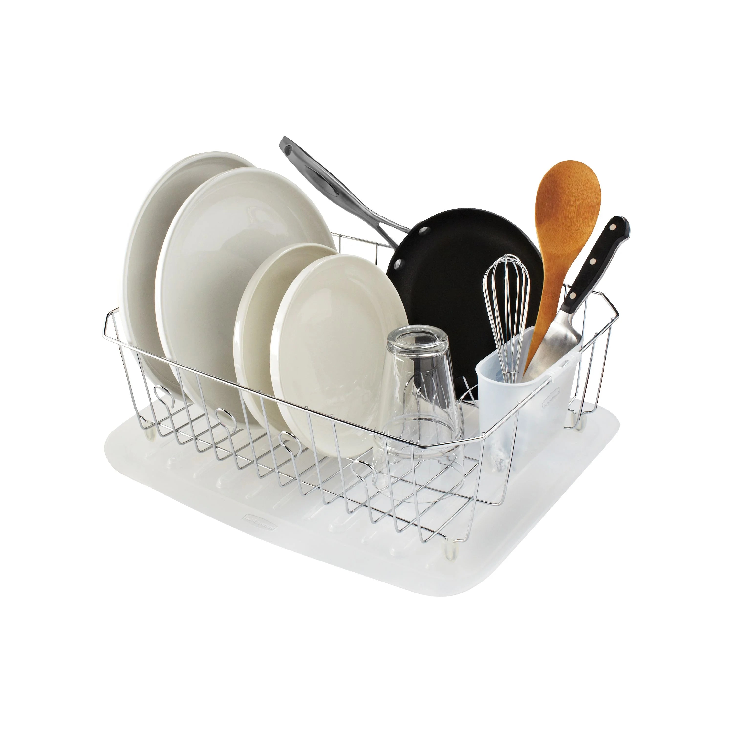 Large Chrome Dish Drying Rack with Utensil Holder B2295