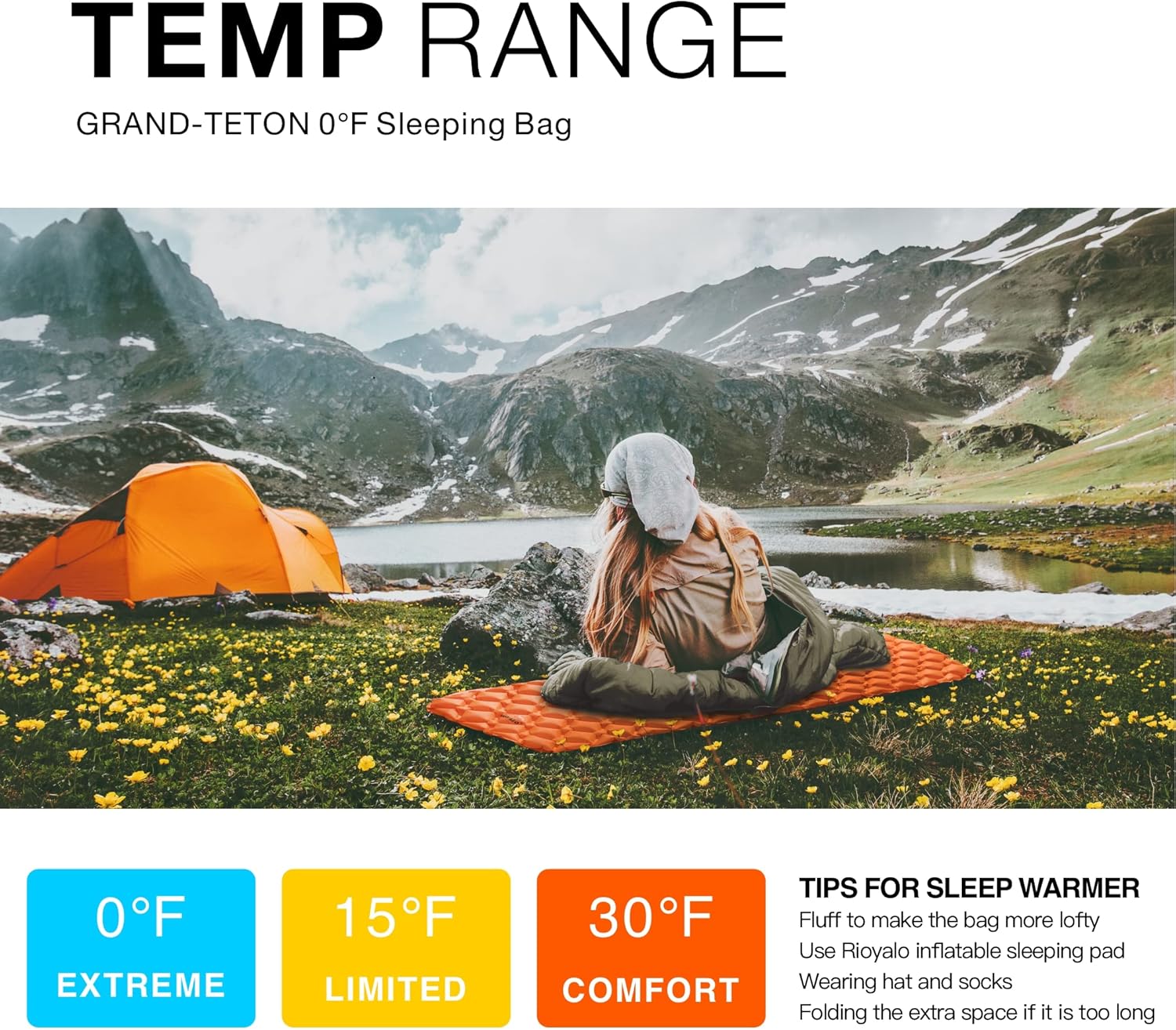 0°F Winter Sleeping Bag for Adults, Mummy Sleeping Bag with Compression Sack, XL 90.6 in Y29059
