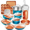 20 Piece Nonstick Copper Cookware Set with Ceramic Bakeware – Turquoise N937